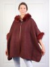 Faux Fur Wool Feeling Hooded Cape W/ Button